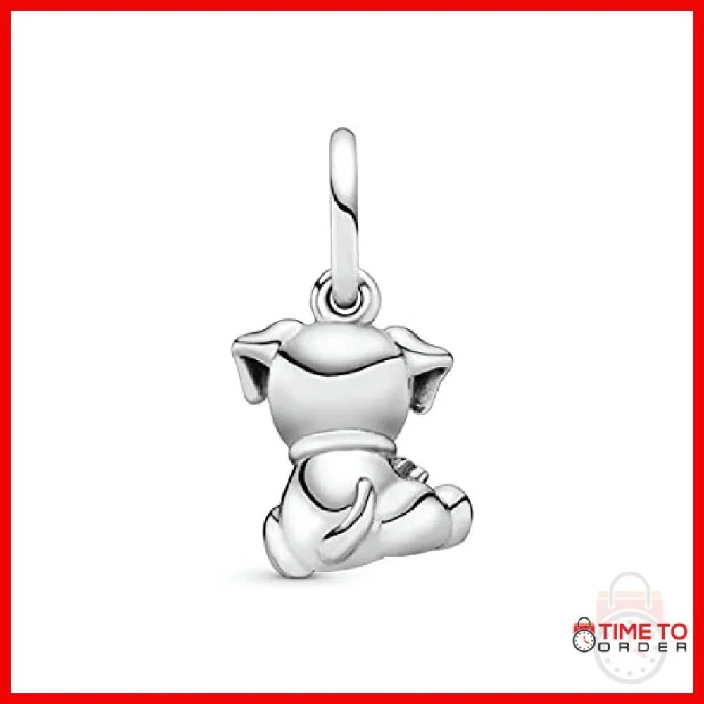 Sterling Silver Labrador Dog Dangle Charm with Bone Collar